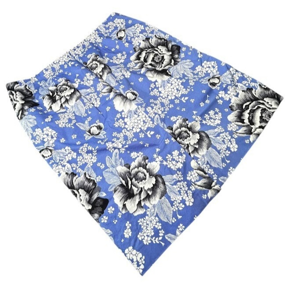 Talbots Women's Travel Casual Career Lined Blue Floral Skirt Size XL